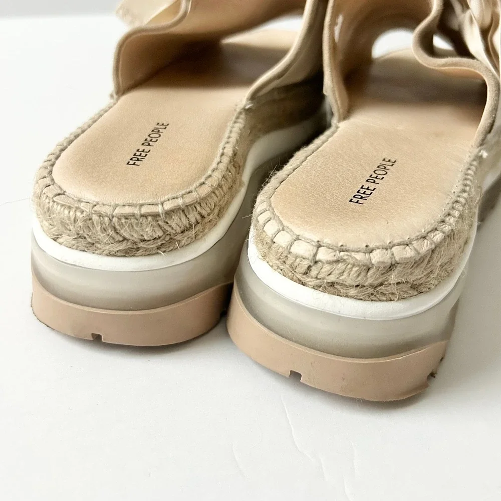 Free People Chapmin Sport Bow Platform Espadrille Slide Sandals Cream EU 40 US 9